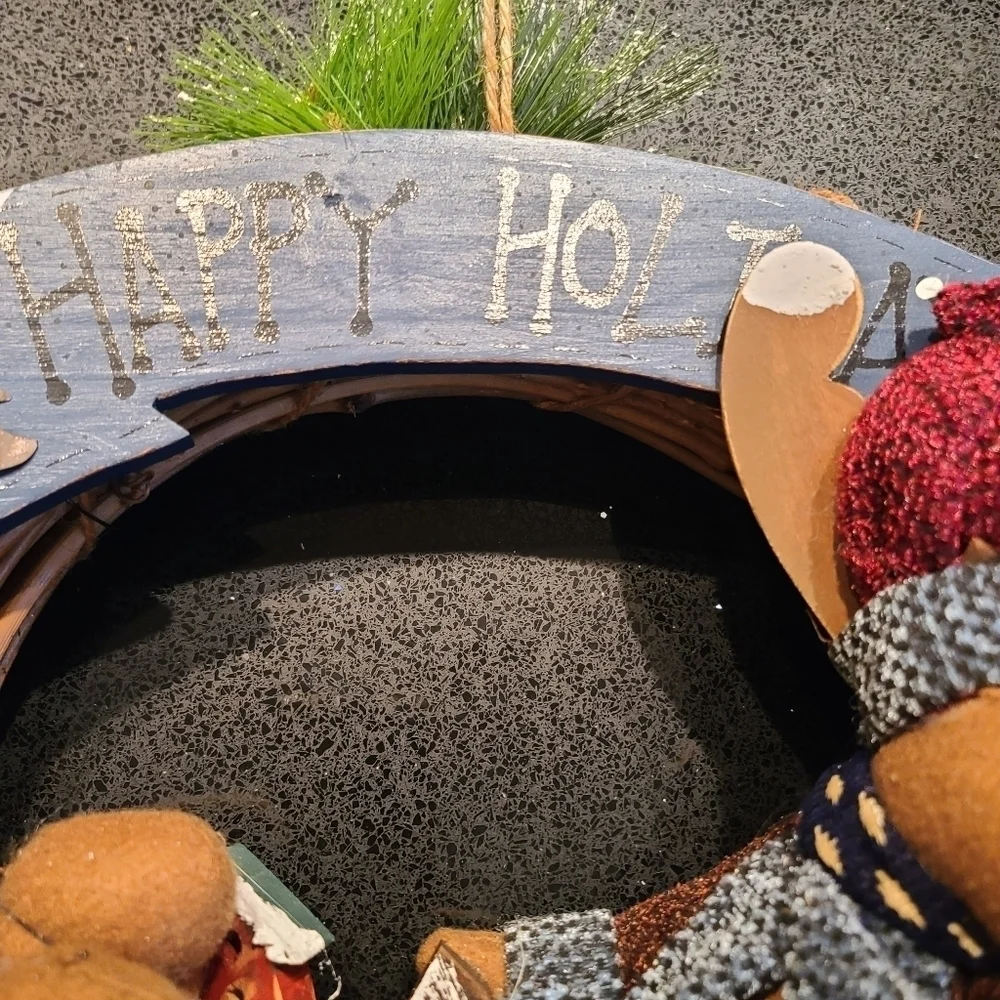 Happy Holidays Moose Twig Wreath